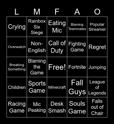 rage Bingo Card