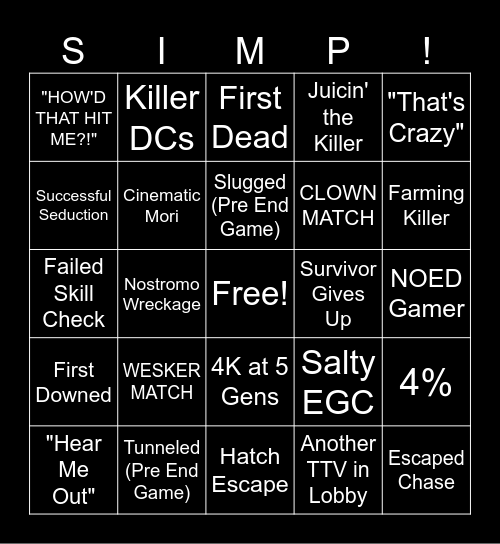 Yumi's DBD Bingo! Bingo Card