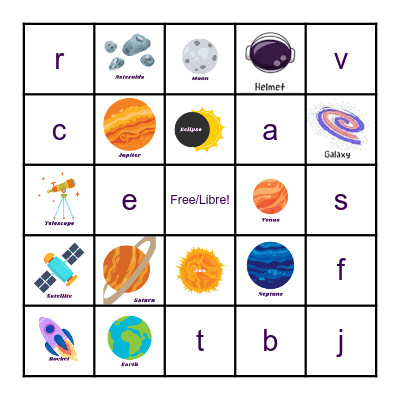 Space Bingo! Bingo Card