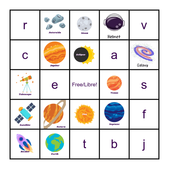 Space Bingo! Bingo Card