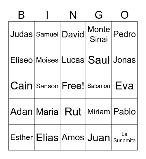 Personajes Biblicos Bingo Card