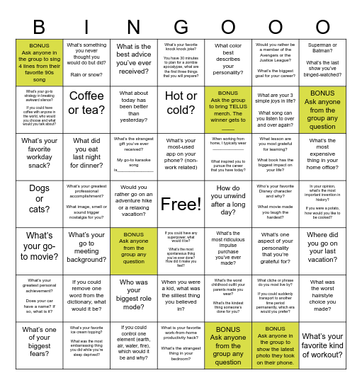 DWP FRIDAY BINGO Card