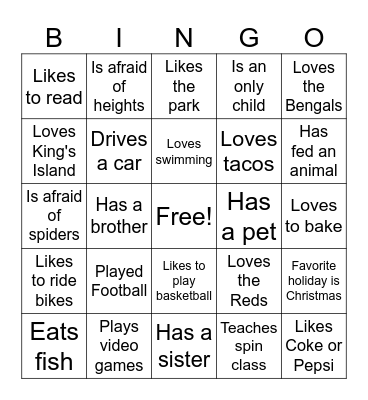 FIND SOMEONE WHO... Bingo Card