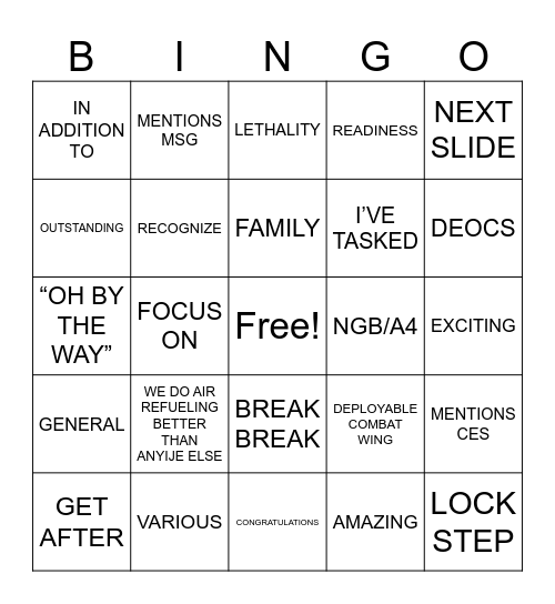 ALL CALL BINGO Card