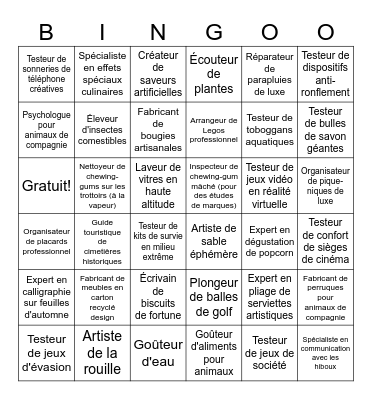 Métiers bizarres Bingo Card