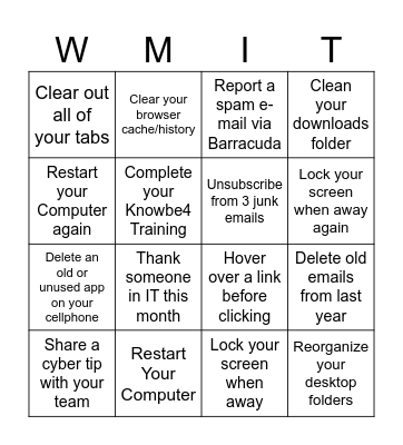 Cybersecurity Awareness Bingo Card