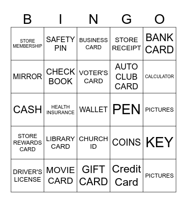 WHAT'S IN YOUR WALLET? Bingo Card