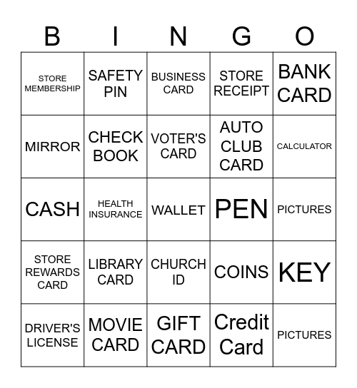 WHAT'S IN YOUR WALLET? Bingo Card