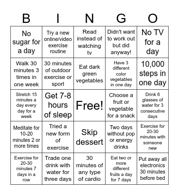 June Wellness Bingo Card