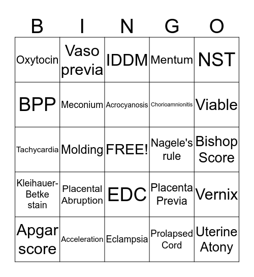 OB Bingo Card