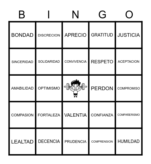 VALORES Bingo Card