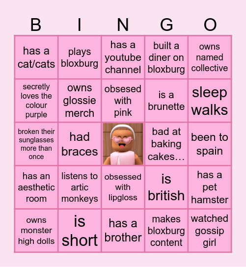 glossie bingo Card