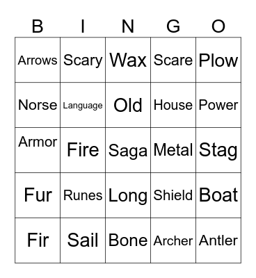 Viking Bingo Card