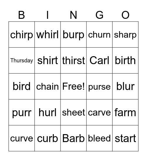 Level B Lesson 32 Bingo Card