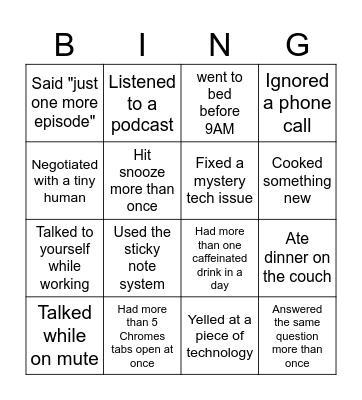 Operations Team Bingo Card
