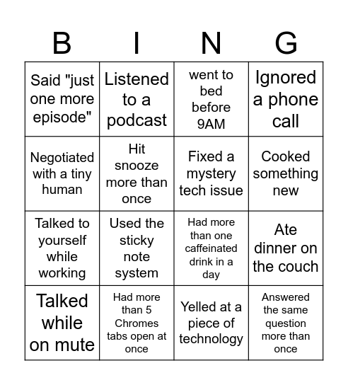 Operations Team Bingo Card
