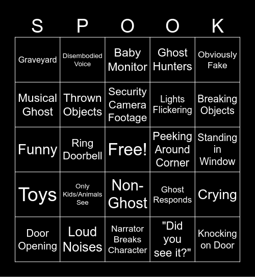 Horror Comps Bingo Card