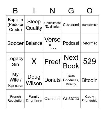 Dad Book Club Bingo Card