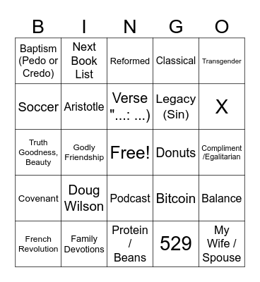 Dad Book Club Bingo Card