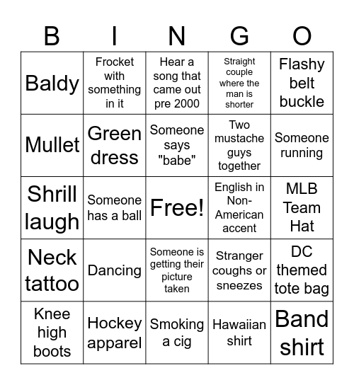 Wharf Bingo Card