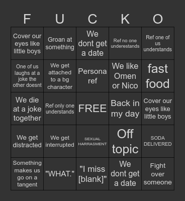 CON Bingo Card