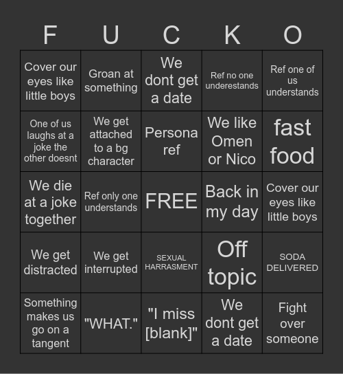 CON Bingo Card