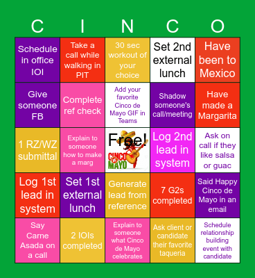 Cinco de Mayo Bingo Card
