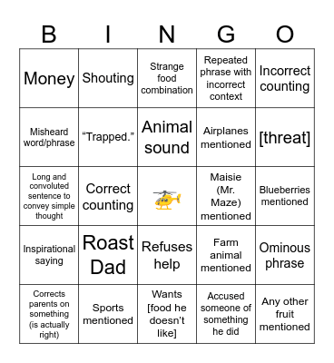 The Daily Parker™️ Bingo Card