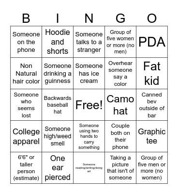Wharf Bingo Card