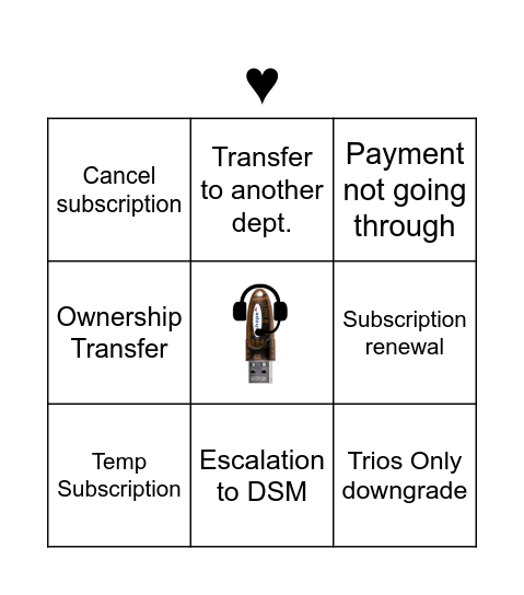 Shadowing Bingo Card