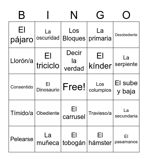Unidad 4: Back in the Day Bingo Card