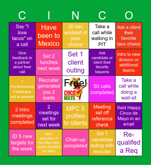 Cinco de Mayo Bingo Card