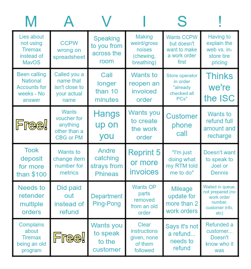 Shop Shenanigans Bingo Card