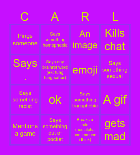 Carl bingo Card