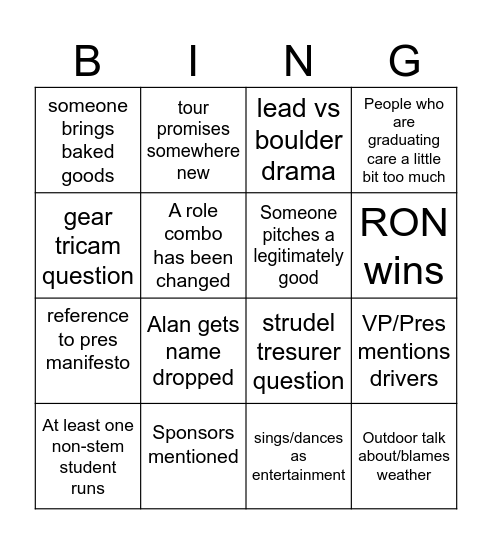 WUCC elections BINGO Card