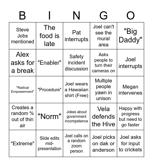 Extreme Bingo Card