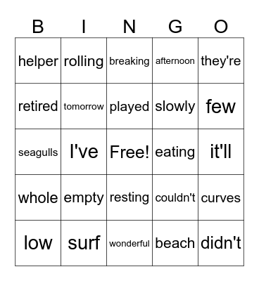 4th Grade Bingo Card