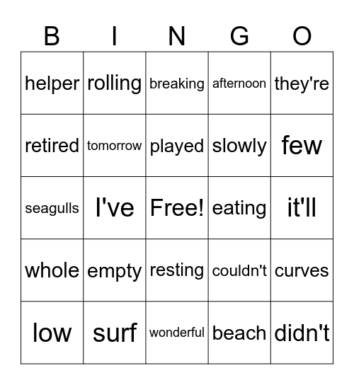 4th Grade Bingo Card
