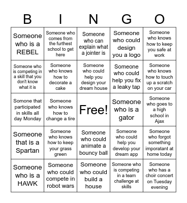 SKILLS GETTING TO KNOW YOU BINGO Card