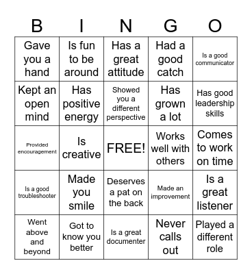 Thank-You Bingo Card