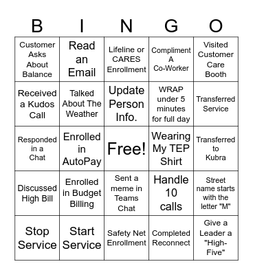 BBQ BINGO Card