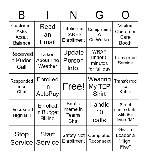 BBQ BINGO Card