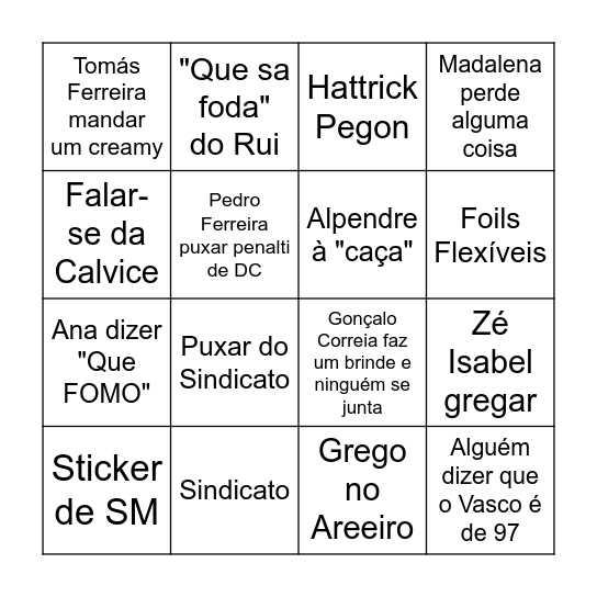 BINGO JANTAR TSB Bingo Card