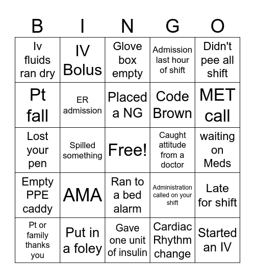 Nurses Week Bingo Card