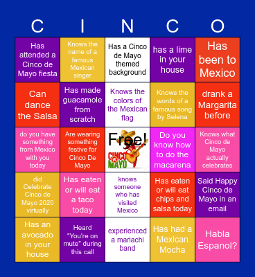 Cinco de Mayo Bingo Card