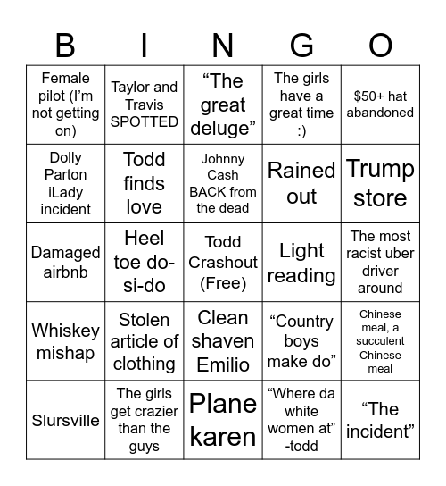 Operation country boys make do Bingo Card