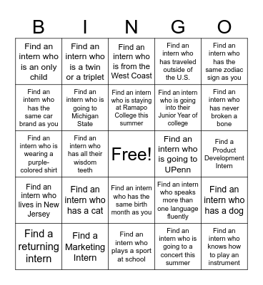 Ice-Breaker Bingo Card