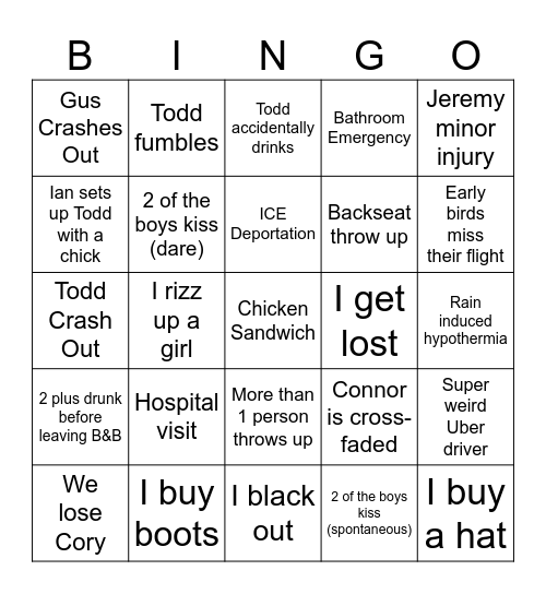 Gnarshville Bingo Card