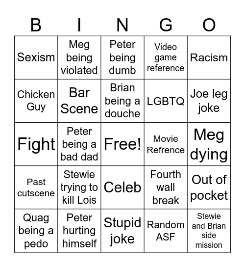 Boondocks Bingo Card