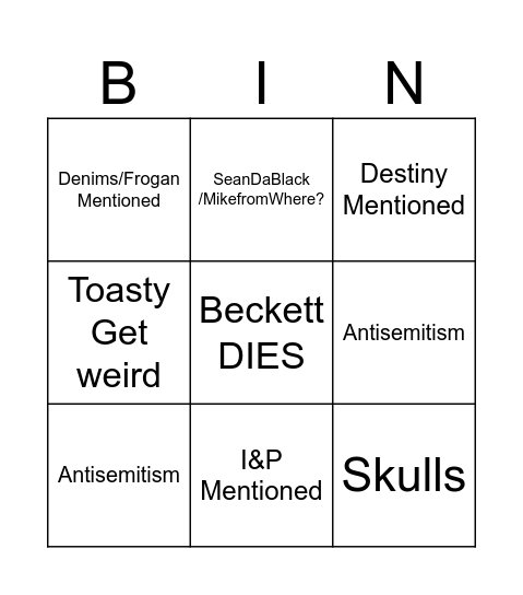 COPE & SEETHE H3/Hassan Bingo Card
